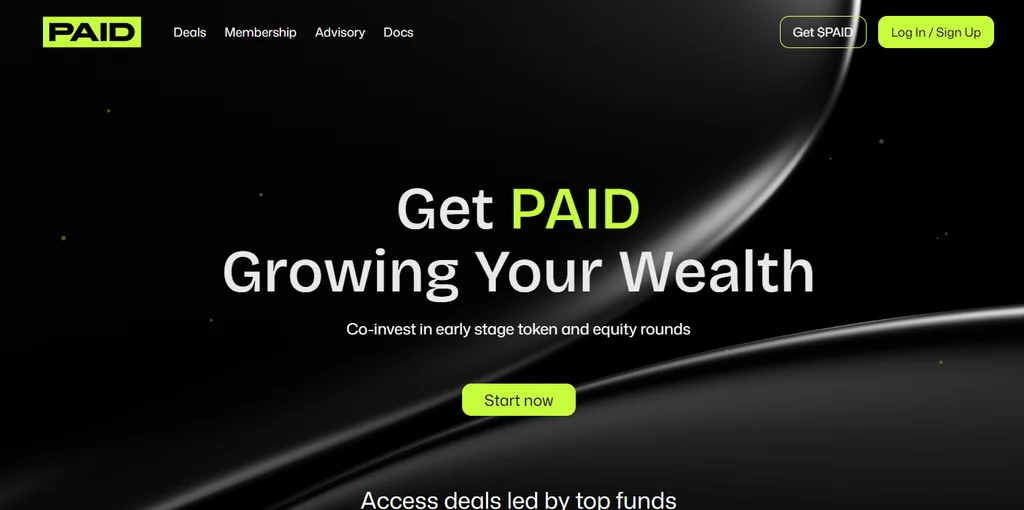 Paid Network homepage interface