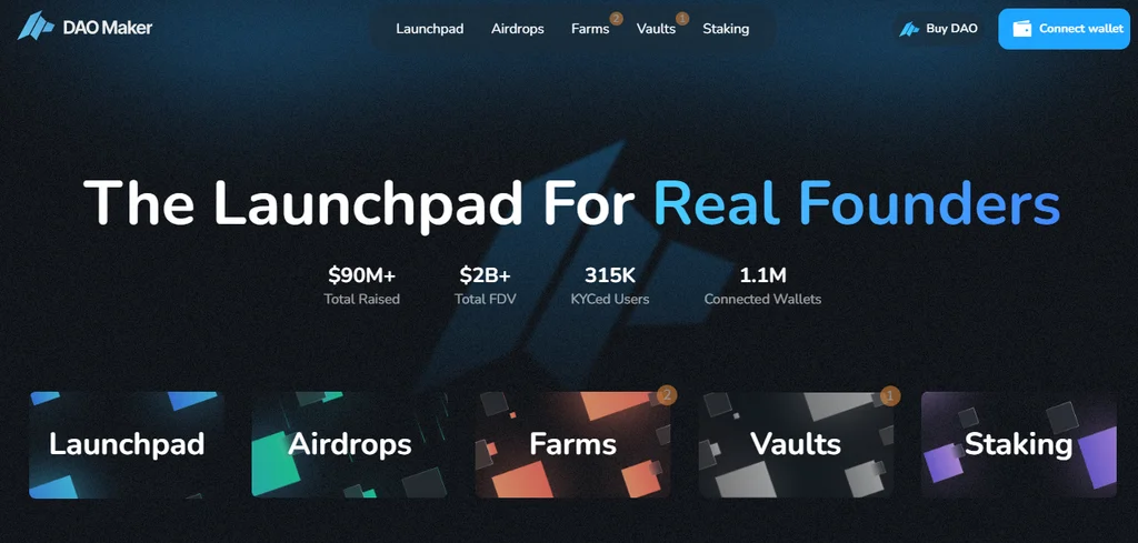 DAO Maker homepage interface
