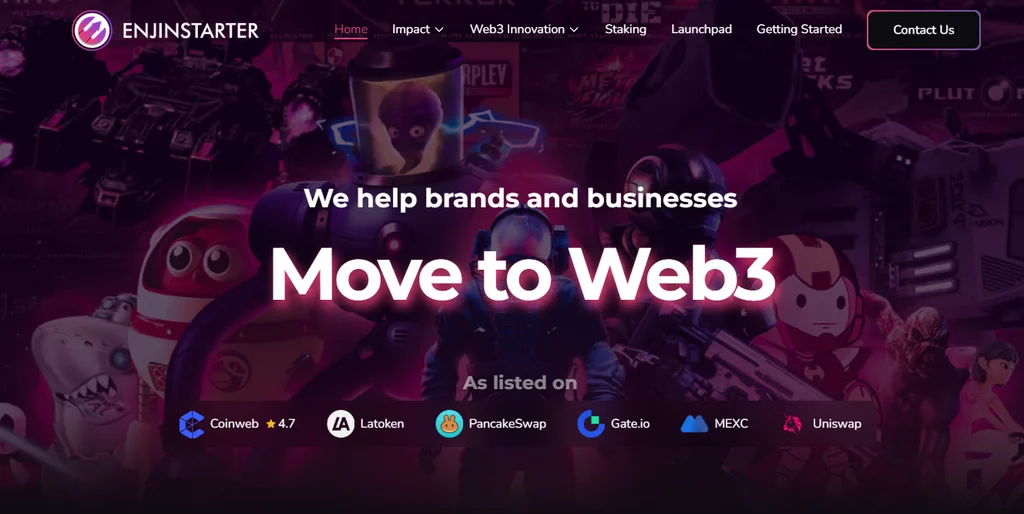 EnjinStarter homepage interface