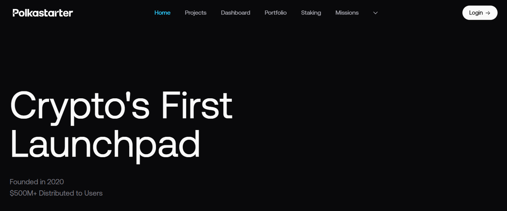 Polkastarter launchpad homepage