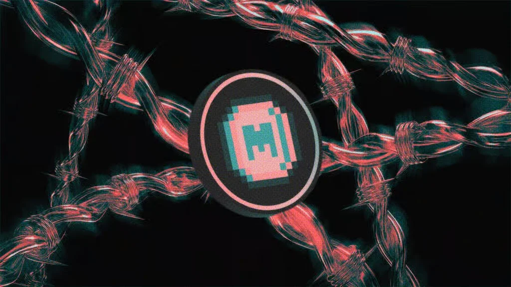 Coin logo with a pixelated 'M' icon